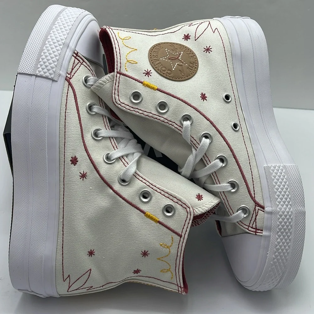 Converse Women's High-Top Platforms A13395C CTAS LIFT HI EGRET/ASTRODUST/YELLOW